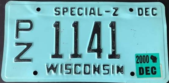 1994 Wisconsin Special-Z Narrow Font Wide Prefix PZ