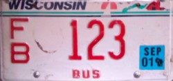 Sep 2001 Wisconsin Bus License Plate