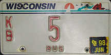 Jun 1998 Wisconsin Bus License Plate