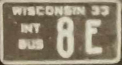 1933 Wisconsin Interurban Bus License Plate