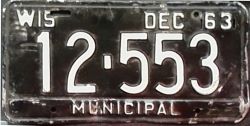 1963 Wisconsin Municipal License Plate