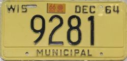 1966 Wisconsin Municipal License Plate