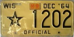 1966 Wisconsin Official License Plate