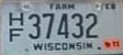 2011 Wisconsin Heavy Farm Truck License Plate