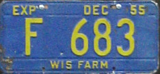 1955 Wisconsin Heavy Farm Truck License Plate