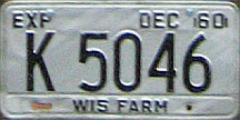 1960 Wisconsin Heavy Farm Truck License Plate