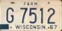 1967 Wisconsin Heavy Farm Truck License Plate