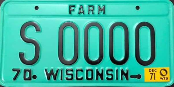 1971 Wisconsin Heavy Farm Truck License Plate