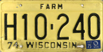 1975 Wisconsin Heavy Farm Truck License Plate