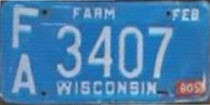 1979 Wisconsin Heavy Farm Truck License Plate