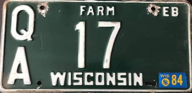 1984 Wisconsin Heavy Farm Truck License Plate