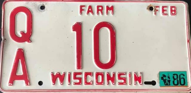1985 Wisconsin Heavy Farm Truck License Plate