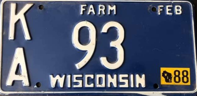 1988 Wisconsin Heavy Farm Truck License Plate
