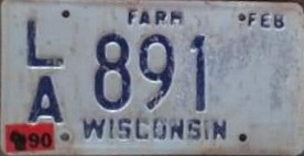 1990 Wisconsin Heavy Farm Truck License Plate