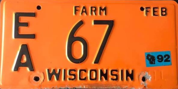 1991 Wisconsin Heavy Farm Truck License Plate
