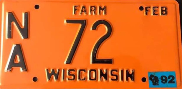 1992 Wisconsin Heavy Farm Truck License Plate