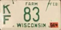 1993 Wisconsin Heavy Farm Truck License Plate