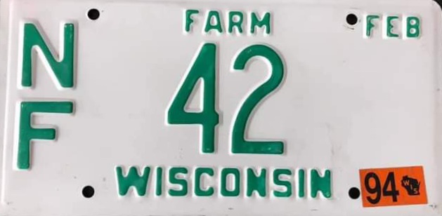1994 Wisconsin Heavy Farm Truck License Plate
