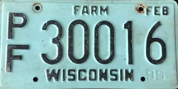1995 Wisconsin Heavy Farm Truck License Plate