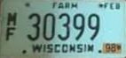 1998 Wisconsin Heavy Farm Truck License Plate