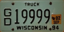 September 2002 Wisconsin Heavy Truck License Plate