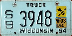 December 2003 Wisconsin Heavy Truck License Plate