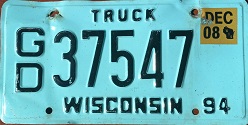 December 2008 Wisconsin Heavy Truck License Plate