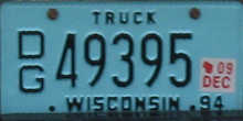 December 2009 Wisconsin Heavy Truck License Plate
