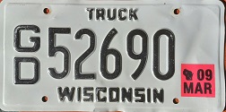 March 2009 Wisconsin Heavy Truck License Plate