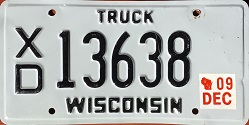 December 2009 Wisconsin Heavy Truck License Plate
