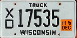 December 2011 Wisconsin Heavy Truck License Plate