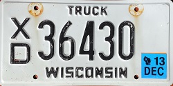 December 2013 Wisconsin Heavy Truck License Plate