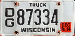 December 2014 Wisconsin Heavy Truck License Plate