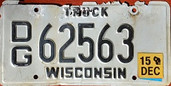 December 2015 Wisconsin Heavy Truck License Plate