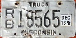 December 2016 Wisconsin Heavy Truck License Plate