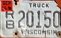 September 2016 Wisconsin Heavy Truck License Plate