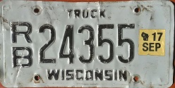 September 2017 Wisconsin Heavy Truck License Plate