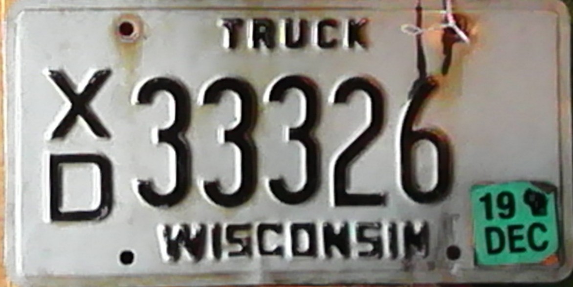 December 2019 Wisconsin Heavy Truck License Plate