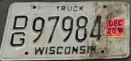 December 2020 Wisconsin Heavy Truck License Plate