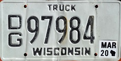 March 2020 Wisconsin Heavy Truck License Plate