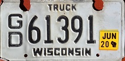 June 2020 Wisconsin Heavy Truck License Plate