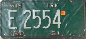 1951 Wisconsin Heavy Truck License Plate