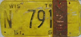 December 1951 Wisconsin Heavy Truck License Plate