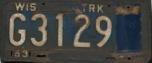 1953 Wisconsin Heavy Truck License Plate