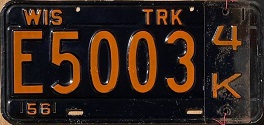 June 1956 Wisconsin Heavy Truck License Plate