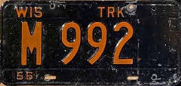1956 Wisconsin Heavy Truck License Plate