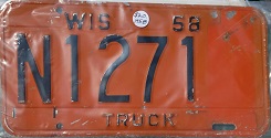 1958 Wisconsin Heavy Truck License Plate