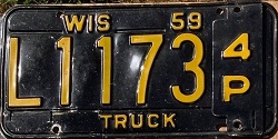 June 1959 Wisconsin Heavy Truck License Plate