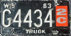 June 1963 Wisconsin Heavy Truck License Plate