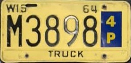 December 1964 Wisconsin Heavy Truck License Plate